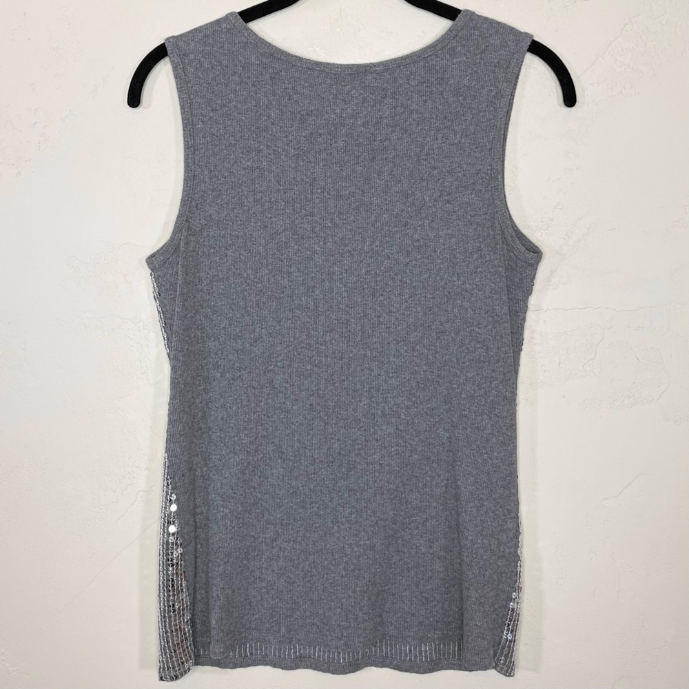 Cruise Wear & Co. Silver Sequins Front Ribbed Cotton Tank Top - Picture 4 of 17
